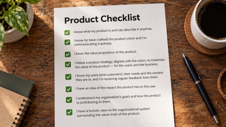 Product Owner Checklist on a table